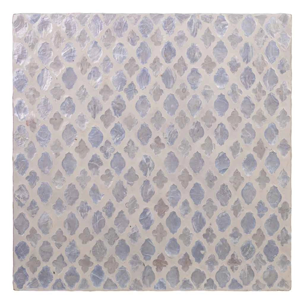 Sgabello in legno e capiz beige 35x35x45h cm