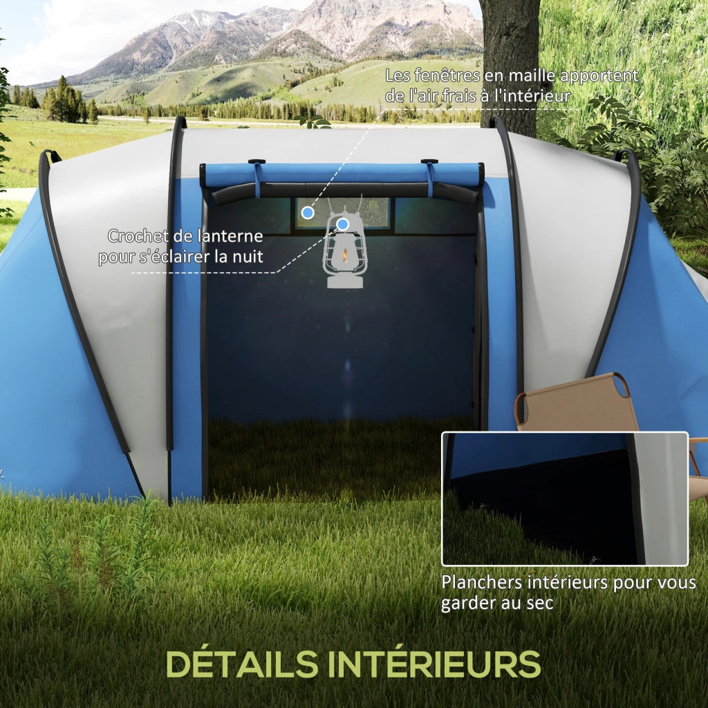 Tenda da campeggio familiare 4-5 persone ¨C Xylo ¨C 2 camere, 3 finestre, impermeabile, 450x220x180 cm