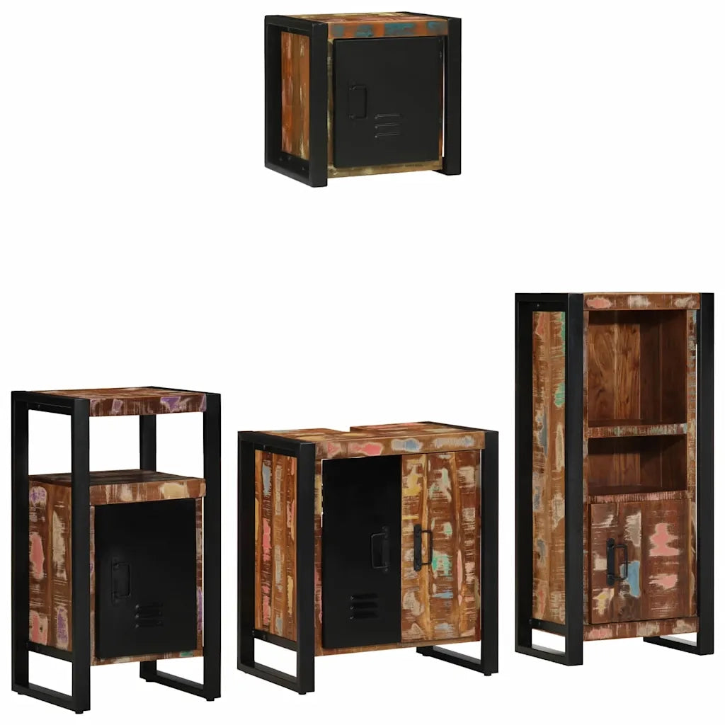 vidaXL Set di mobili per il bagno 4 pcs Legno massello riciclato