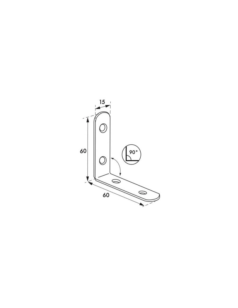 Piastra supporto angolare 60x60x15mm, acciaio zincato - THIRARD
