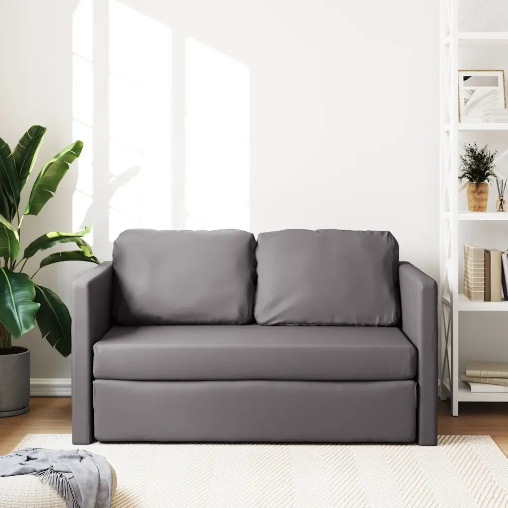 Divano Letto da Terra 2 in 1-Sofa Letto-Daybed Grigio 112x174x55 cm Similpelle