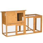 Gabbia per Animali Domestici con Recinto Esterno ¨C Zephmum ¨C Marrone 141x60x86 cm