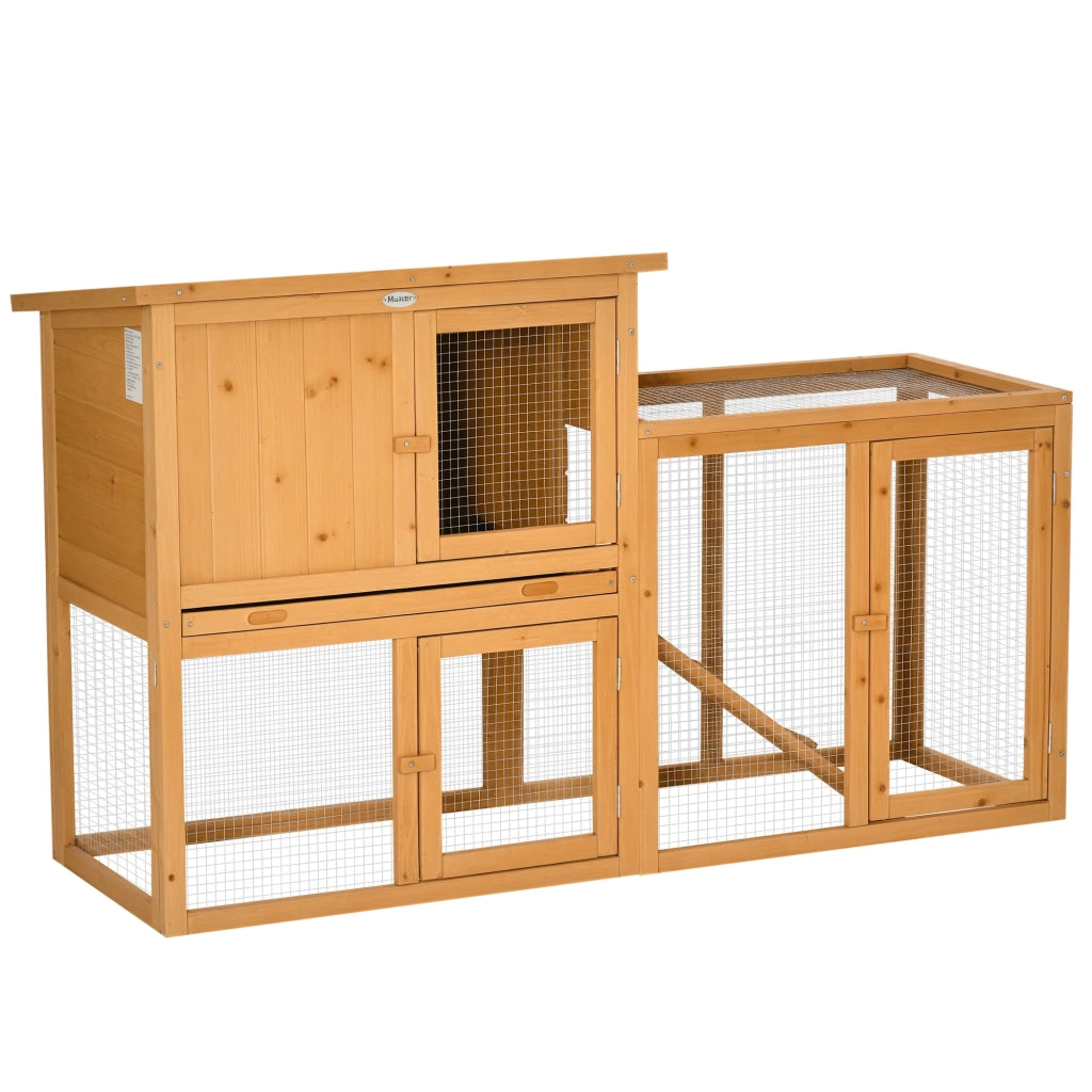 Gabbia per Animali Domestici con Recinto Esterno ¨C Zephmum ¨C Marrone 141x60x86 cm