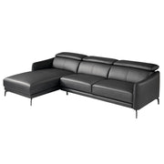 Divano chaise longue sinistro in pelle nera