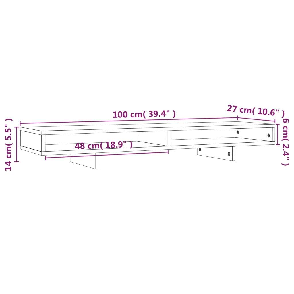 Supporto per Monitor 100x27x14 cm in Legno Massello di Pino 814004