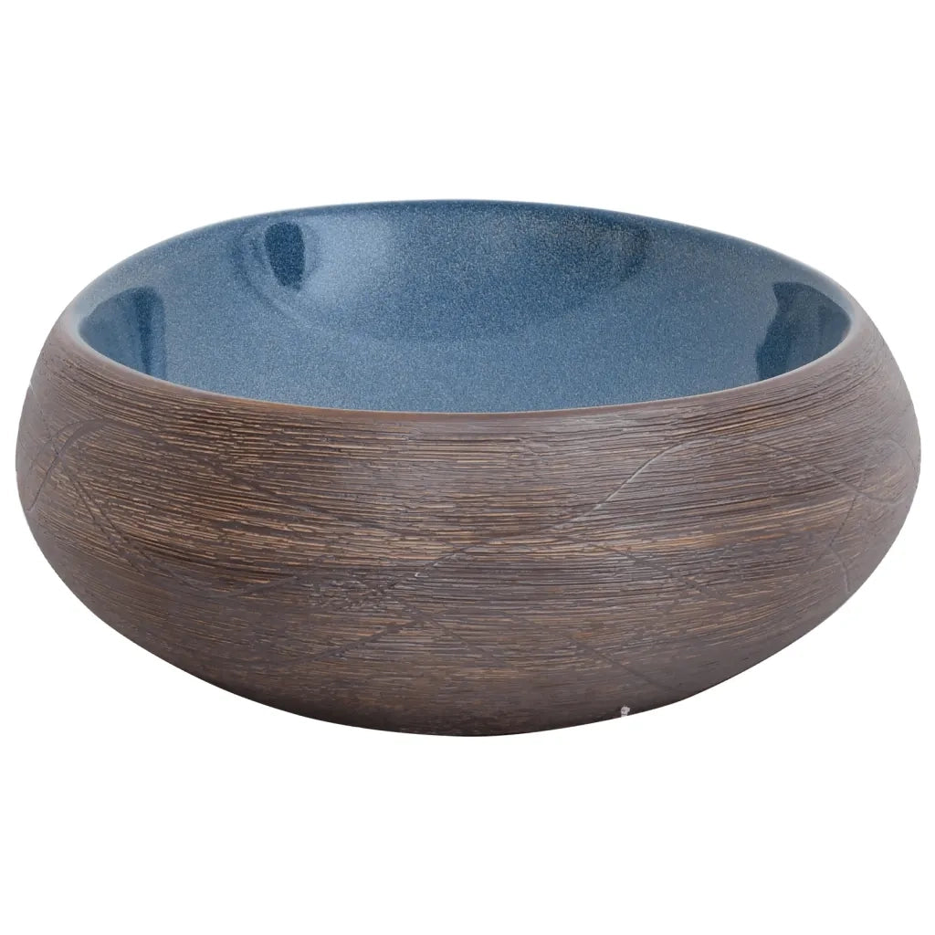 Lavabo da Appoggio Marrone e Blu Ovale 59x40x15 cm Ceramica CFW4347764