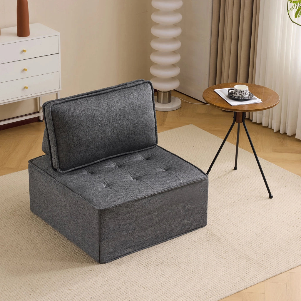 Divano modulare compatto per piccoli spazi con comfort morbido e facile da spostare in legno multistrato grigio scuro