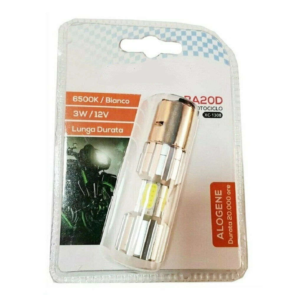 Trade Shop - Lampadina Per Motociclo Ba20d Alogena Luce Bianca 6500k 3w Lunga Durata Xc-1308 -