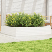 Fioriera da Giardino-Vaso da Esterno Bianca 110x110x23cm Legno Massello di Pino