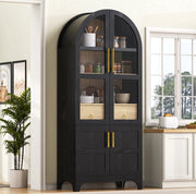 MOBILE ALTO da Cucina 76x40x180 cm Nero in MDF e Vetro