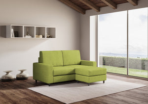 Divano 2 Posti con Pouf 168x145x85 cm Sakar in Tessuto Verde