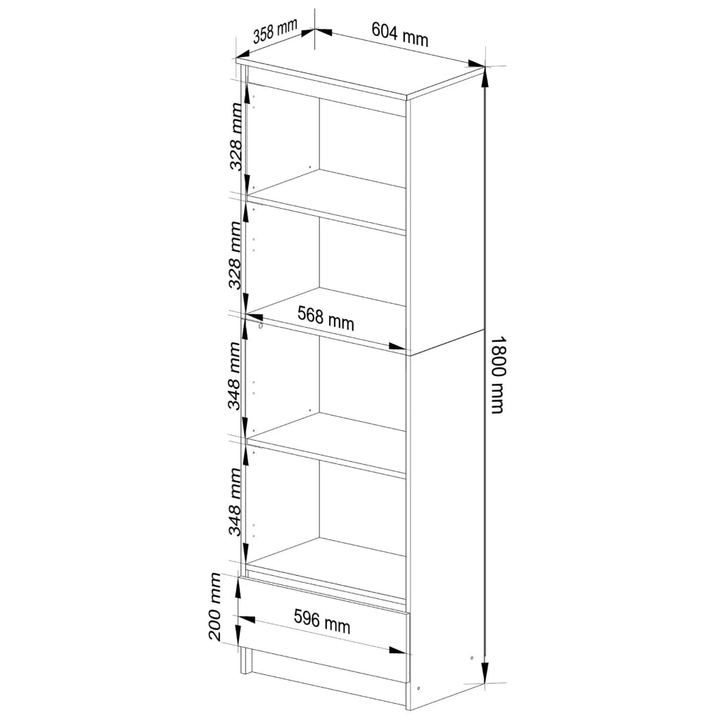 Libreria AKORD R60 Sonoma Quercia 60 cm 1 cassetto 60x35x180 cm