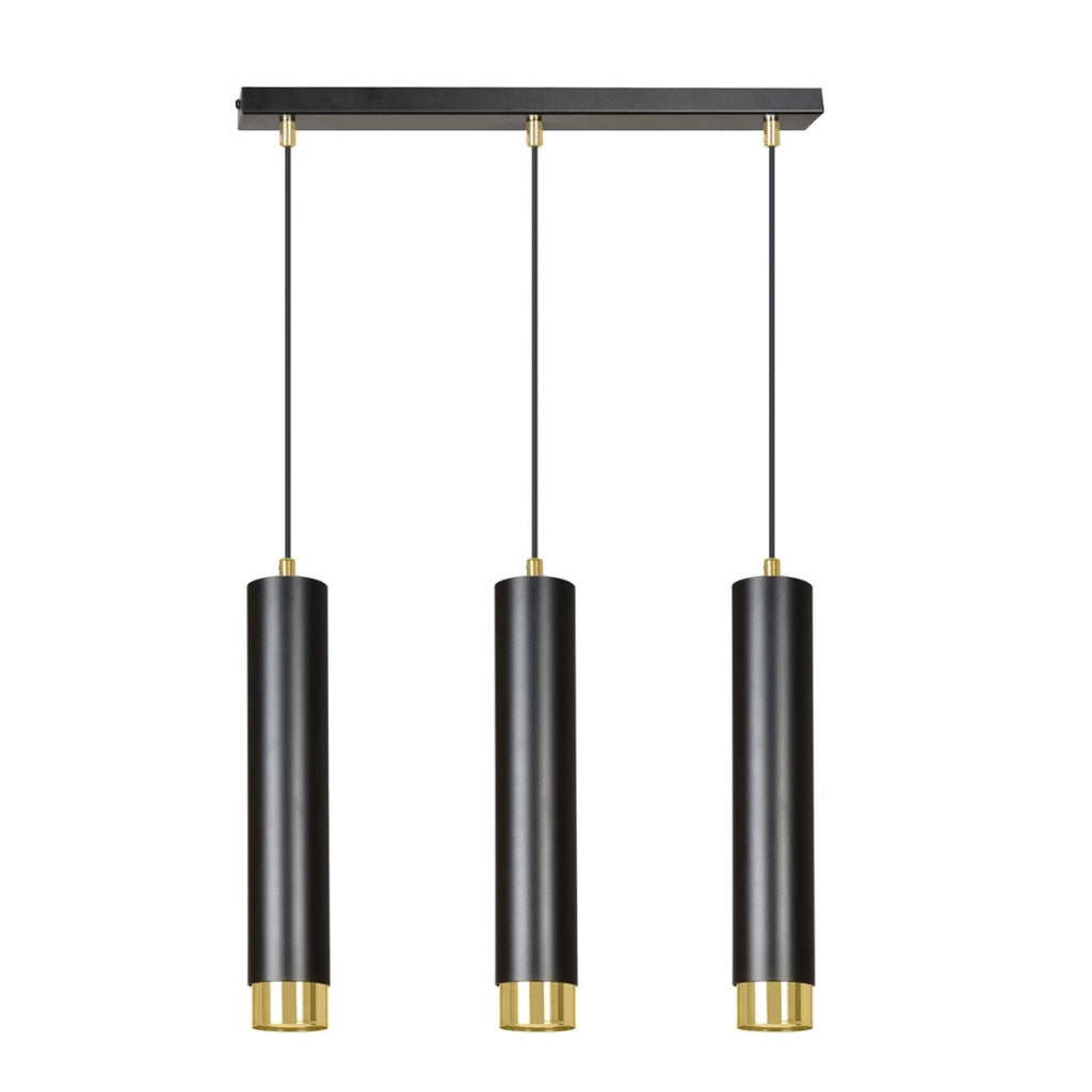 Lampada a sospensione KIBO in acciaio nero opaco e oro