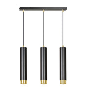 Lampada a sospensione KIBO in acciaio nero opaco e oro