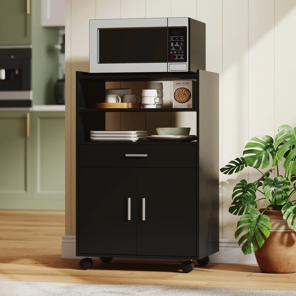 Carrello da cucina con ripiani e cassetto ¨C zephmum ¨C 59x40x92 cm nero