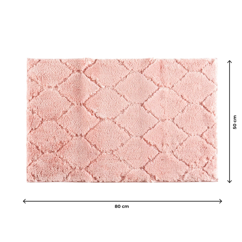 Tappeto Bagno Antiscivolo Effetto Rilievo Assorbente, Morbido, Lavabile in Lavatrice 50x80 / 60x120 cm 50x80 Cm - Rosa