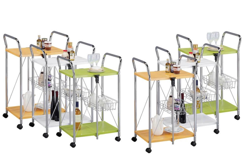 Carrello da Cucina Pieghevole Bianco in Acciaio Tosini TA019W