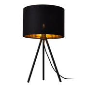 Elegante lampada da scrivania lampada da tavolo alla moda lampada da lettura treppiede E14 metallo tessuto altezza 51 cm nero e oro 03_0005275
