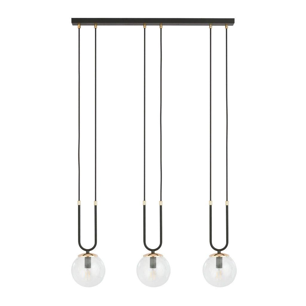 Lampadario Emibig Glam 3, 3xE14 nero/trasparente oro