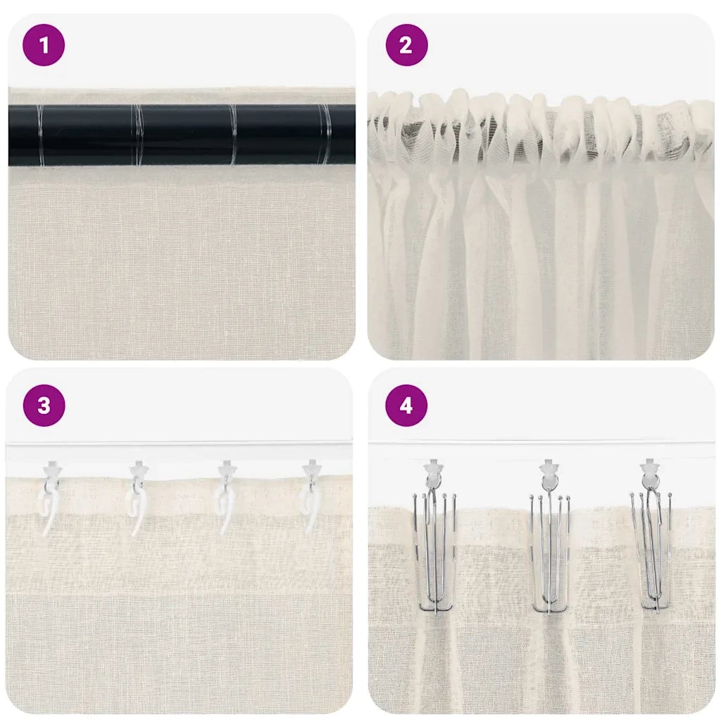 Tenda in Velo con tende 2 pcs Crema 260 x 140 cm Poliestere 4108016