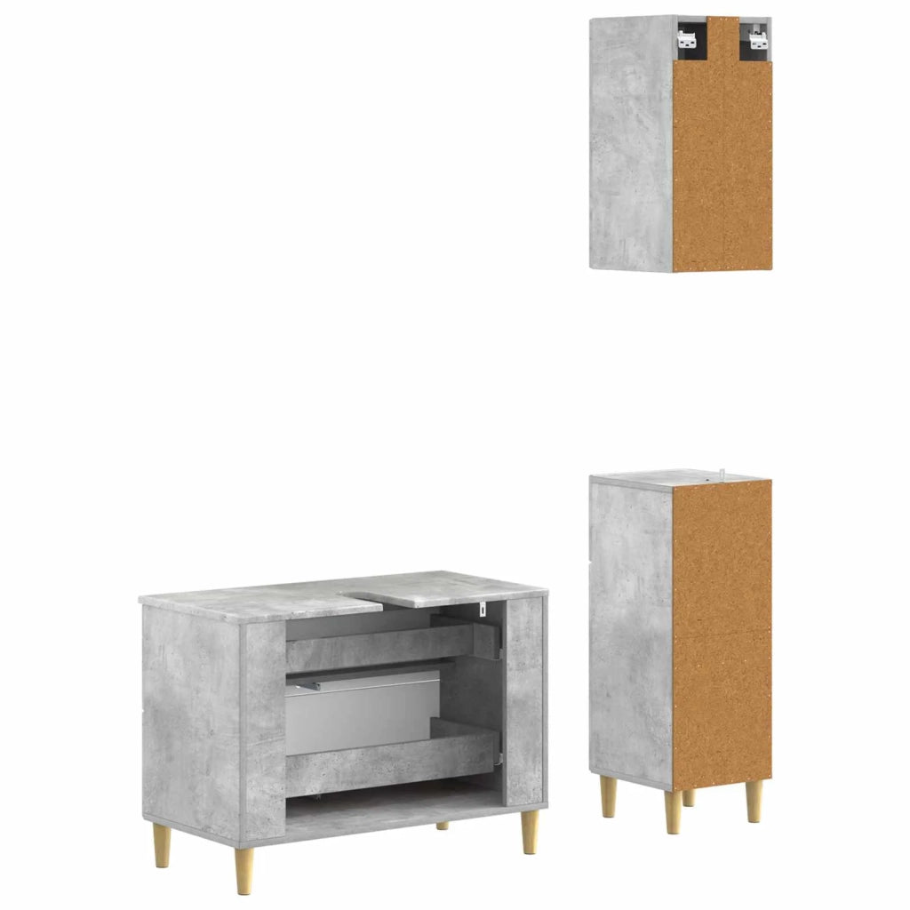 Set di armadietti da bagno in 3 pezzi ARNHEM Grigio Cemento 3417768