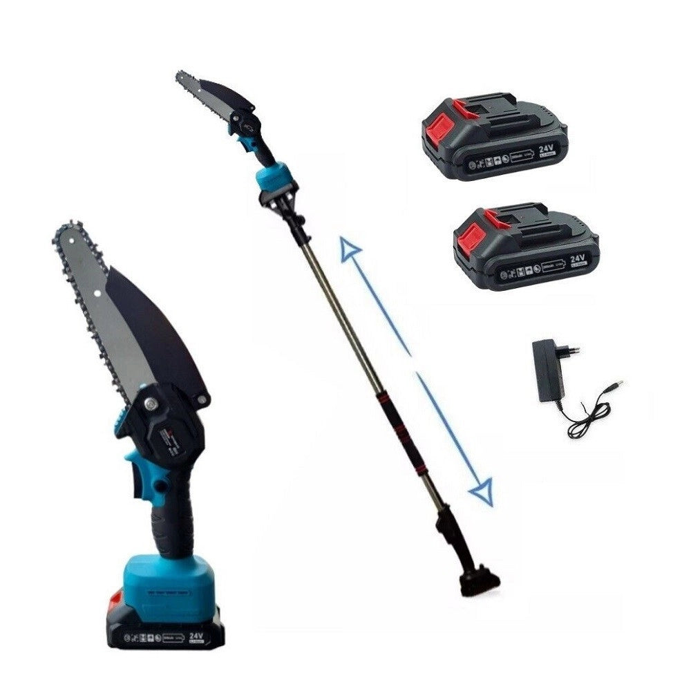 Trade Shop - Elettrosega Batteria 24v Motosega Potatore Troncarami Con Asta Telescopica 240mm -