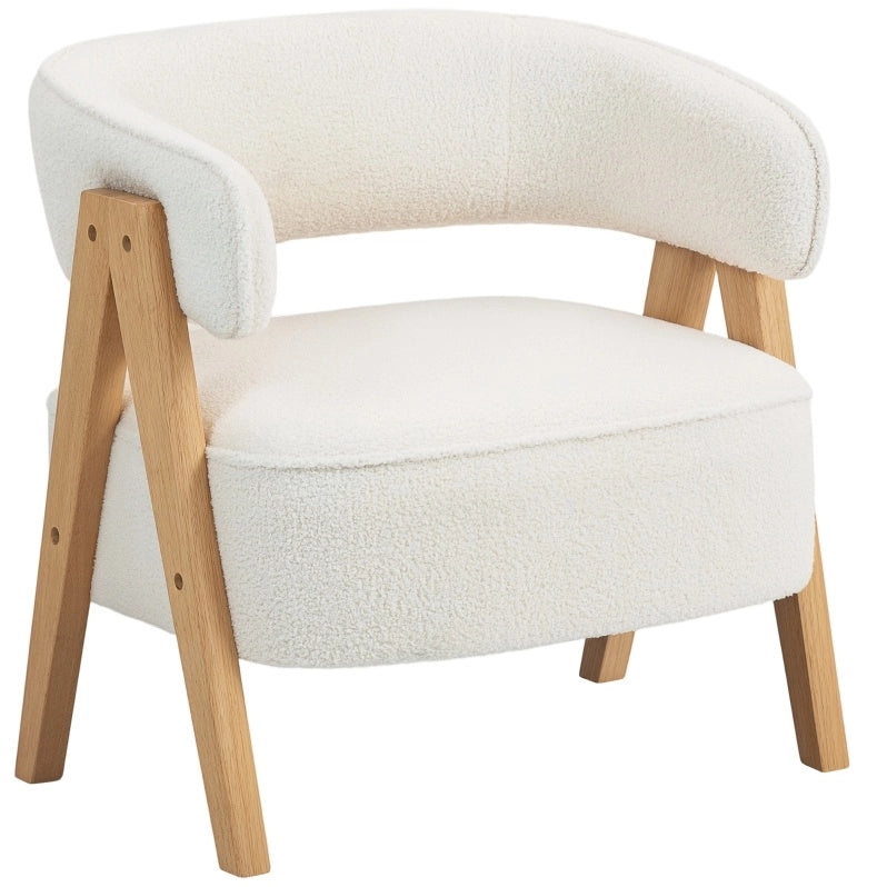 Poltrona moderna in poliestere con gambe in legno – Bianca