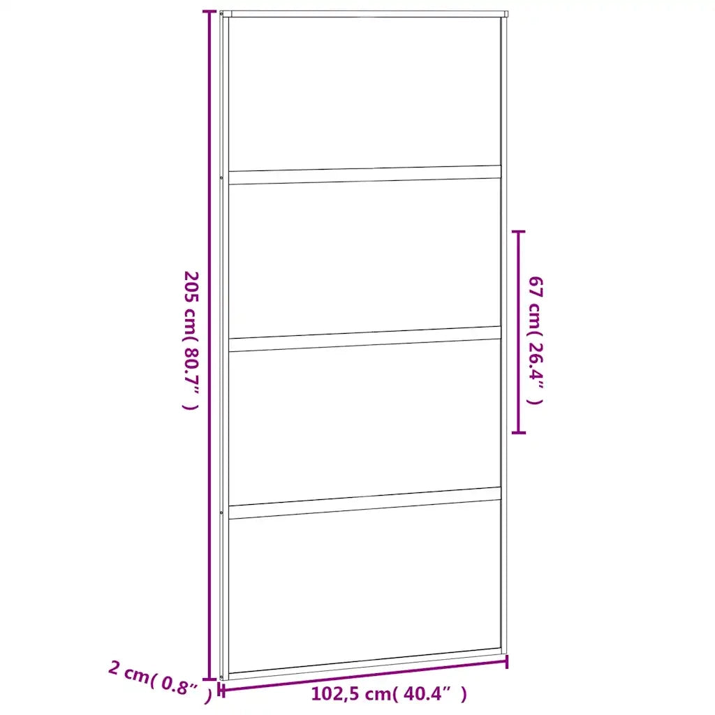 vidaXL Porta Scorrevole Nera 102,5x205 cm Vetro Temperato e Alluminio