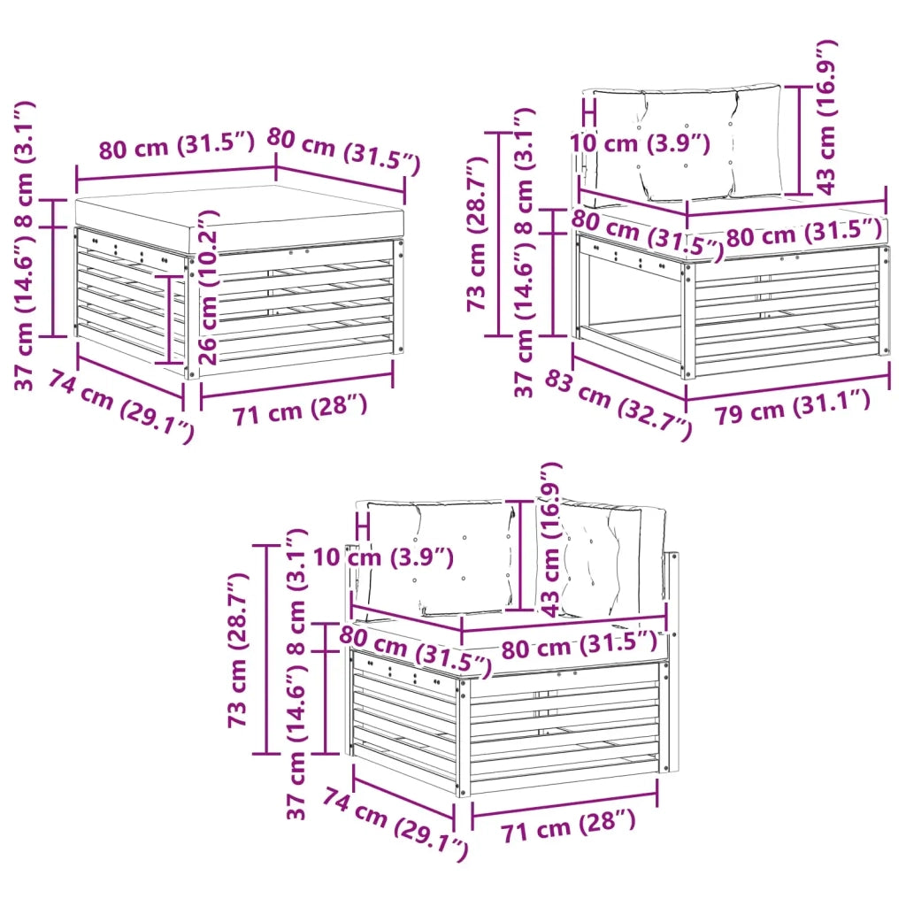 Set di divani da esterno 8 pcs Grigio Naturale e Chiaro 3373951