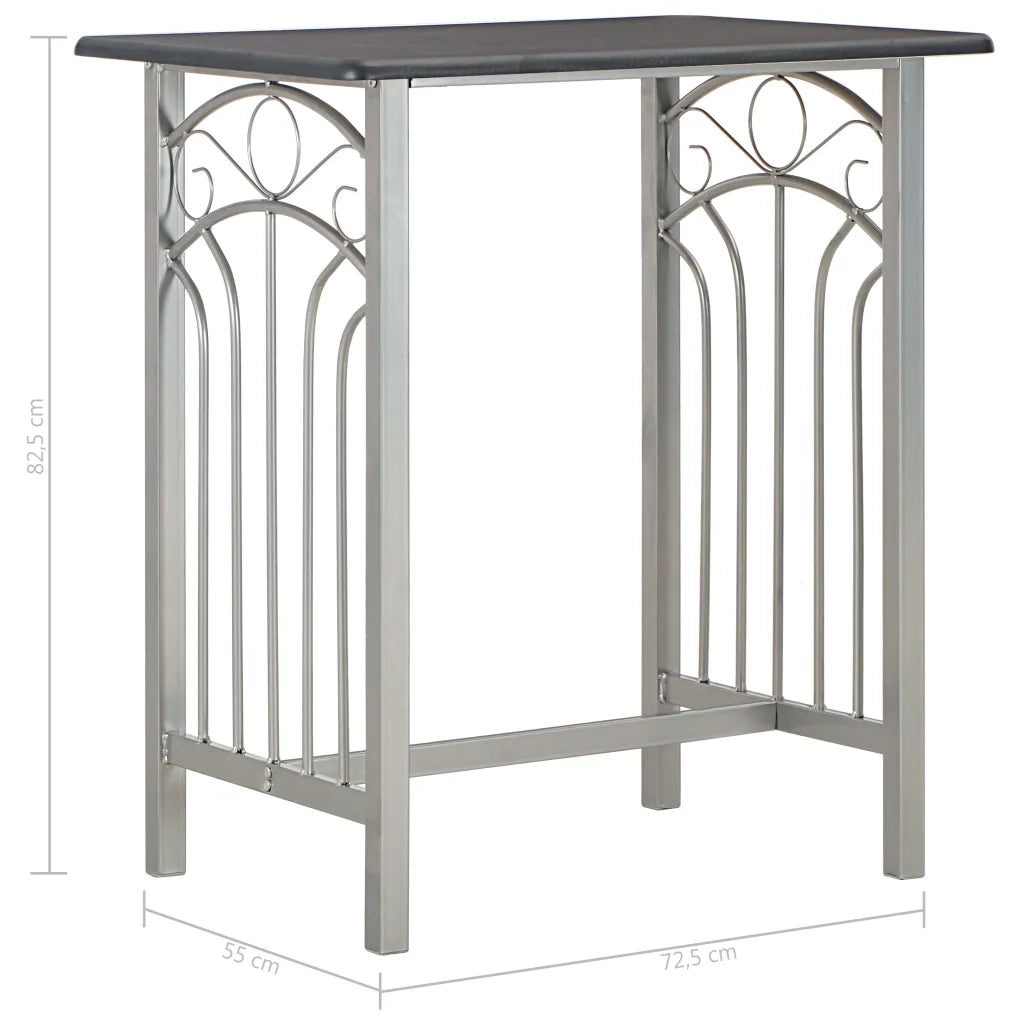Set da Bar 3 pz in Legno e Acciaio Nero 284396
