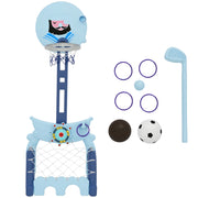 Centro Attivita' Multisportivo per Bambini con Supporto Regolabile ¨C zephmum ¨C 58x56x154 cm Blu