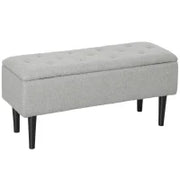 Panca Contenitore Pieghevole Capacità 47 L 95x38x45 cm Rivestito in Peluche Piede del Letto per Soggiorno Camera da Letto Grigio