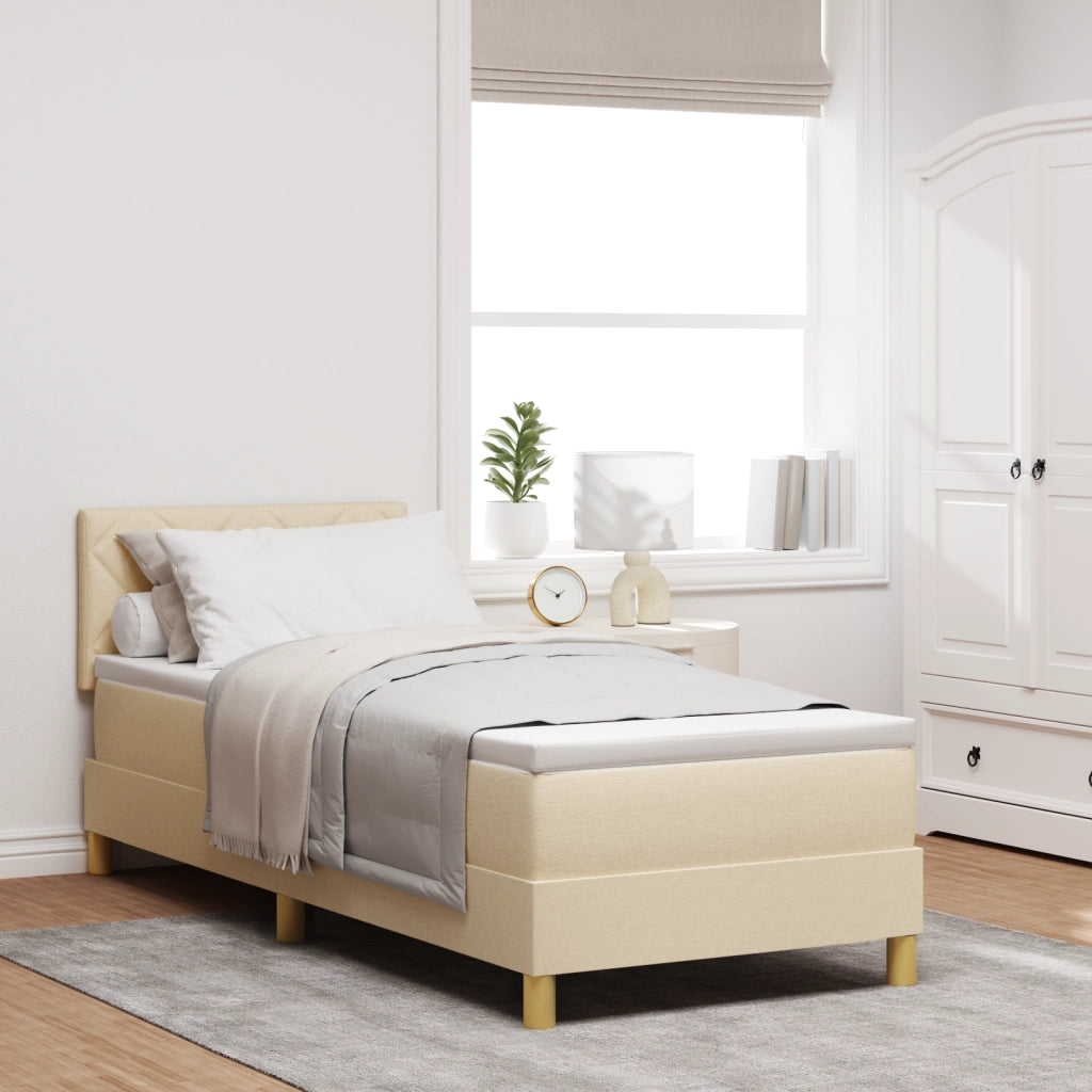 Letto a Box Spring con Materasso Panna 80x200 cm Tessuto