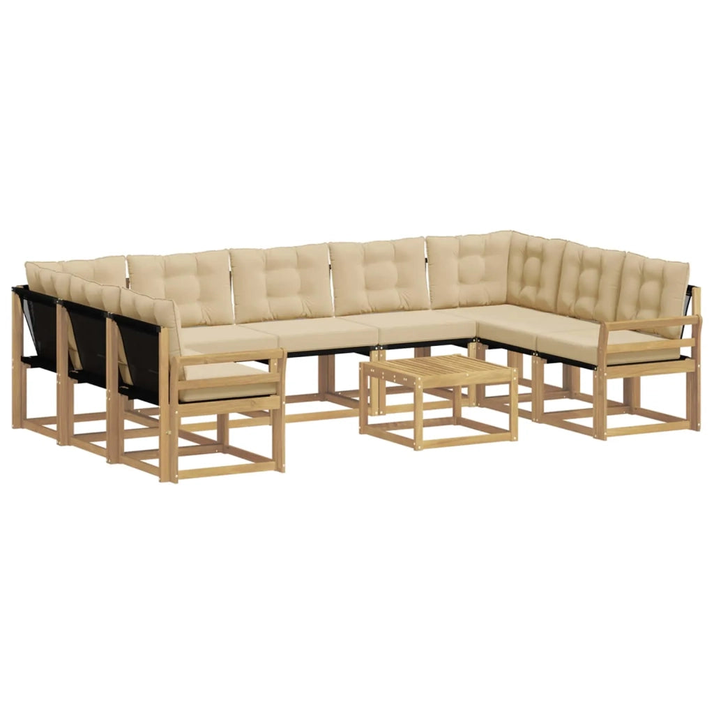 Set di divani da esterno con cuscino 10 pcs Bianco e Beige