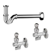 Kit 2 rubinetti filtro a sfera con sifone ottone cromato a esse per scarichi