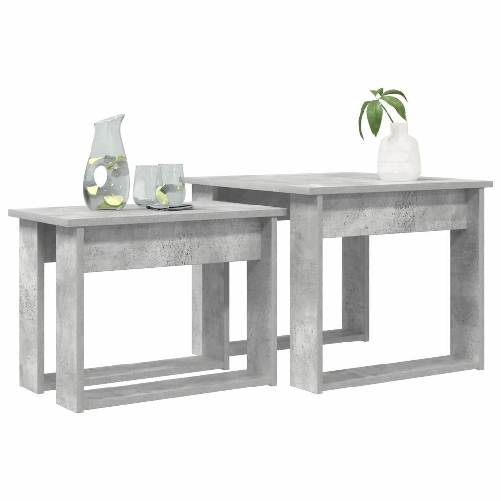 Set di Tavolini da Caffè 2 pcs Grigio cemento Legno multistrato