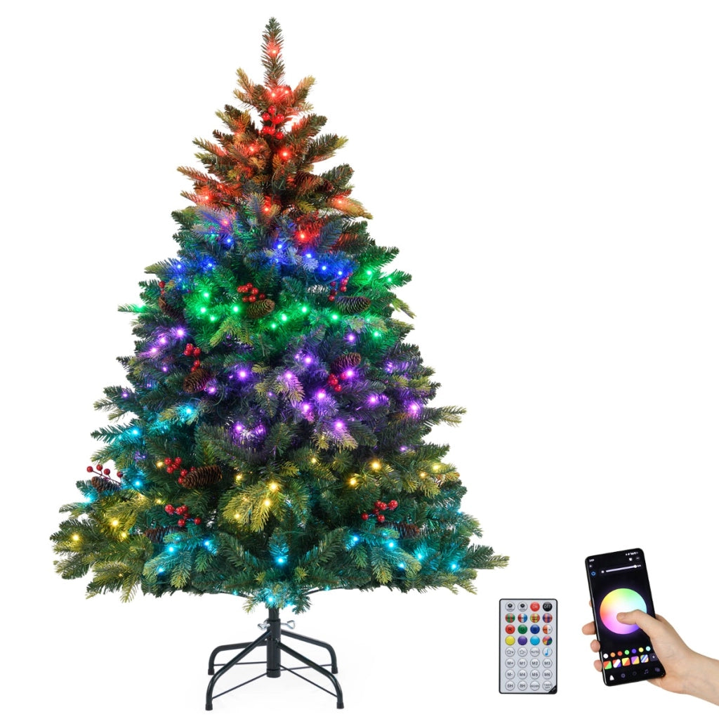 Albero di 150cm natale artificiale con controllo remoto multicolori controllabili tramite app, Albero per casa e ufficio Verde-Alberi di Natale