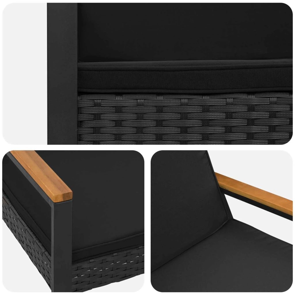 Panchina da esterno Nero 107 x 61 x 80 cm polyrattan 42025336