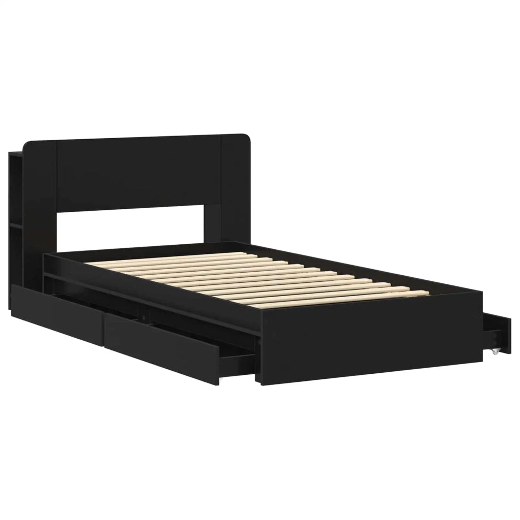 Telaio del letto con storage con cassetto Nero 90 x 190 cm