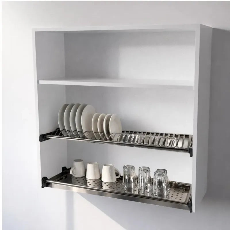 Pensile Scolapiatti H 90X L 90X P 33 Completo Di Scolapiatti In Acciaio Inox. Spedizione In Kit In Colore Bianco