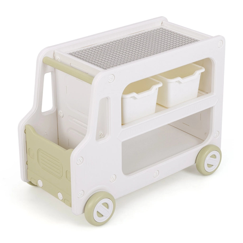 Organizzatore per bambini armadietto giocattoli a forma di auto 2 in 1 con struttura sicura, Organizzatore pannello per costruzioni