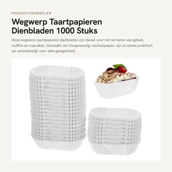 Set di Coperchi per Torta 1000 pezzi - Coperchi per Torta Ovale in Carta - Resistenti al Calore - Impermeabili - per Cupcake - Carta per Alimenti di Alta Qualità - Forma Muffin