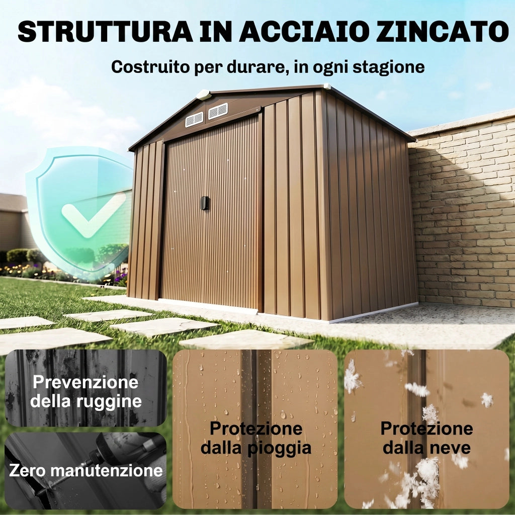 Casetta da Giardino Portautensili ¨C Zephmum ¨C Giallo 213x130x185 cm