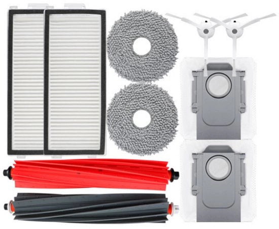 10 pezzi di accessorio - set di parti di ricambio - compatibile con Roborock P10Spro, P10Spro PLUS aspirapolvere (1 coppia di setole + 1 coppia di setole laterali + 2 filtri + 2 asciugamani + 2 sacchi di polvere)