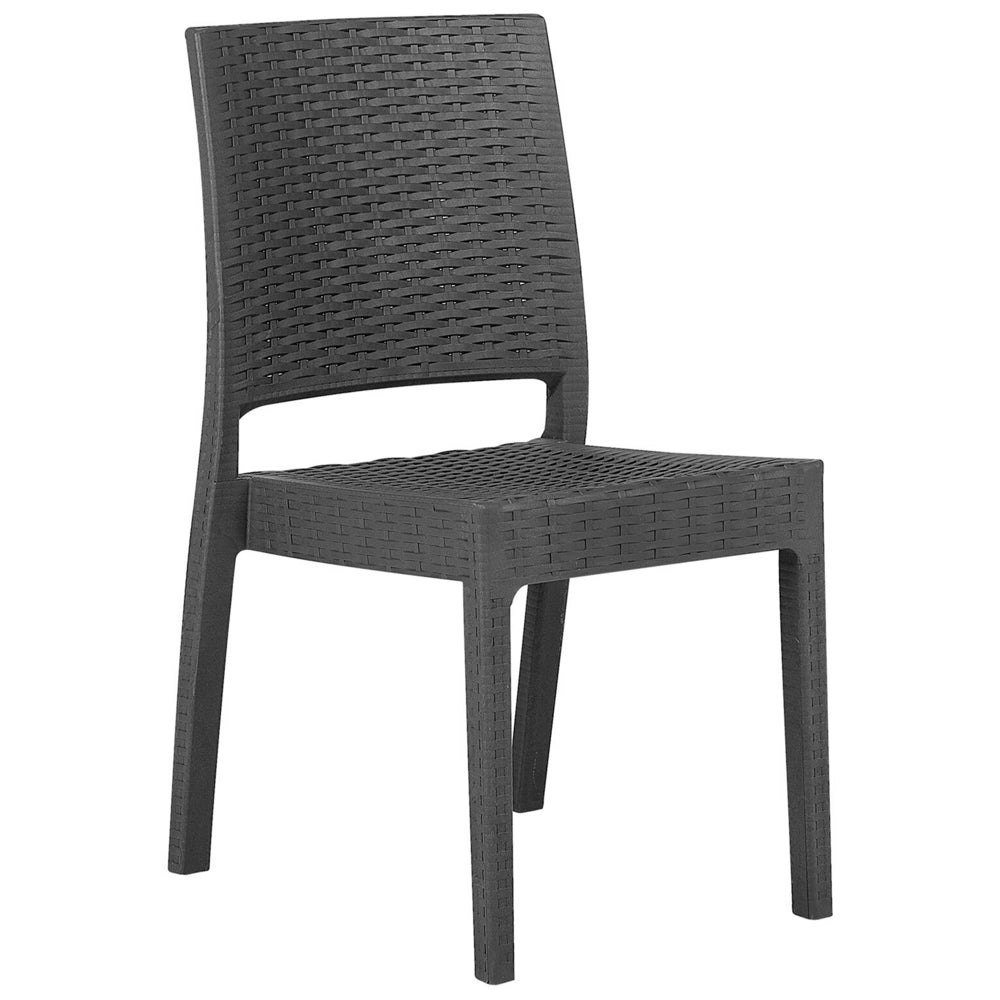 Set di 4 sedie da pranzo da giardino grigie in materiale sintetico impilabili per esterno minimalista