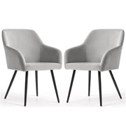 Set di 2 Sedie in velluto liscio ESTELLE Grigio gambe nere