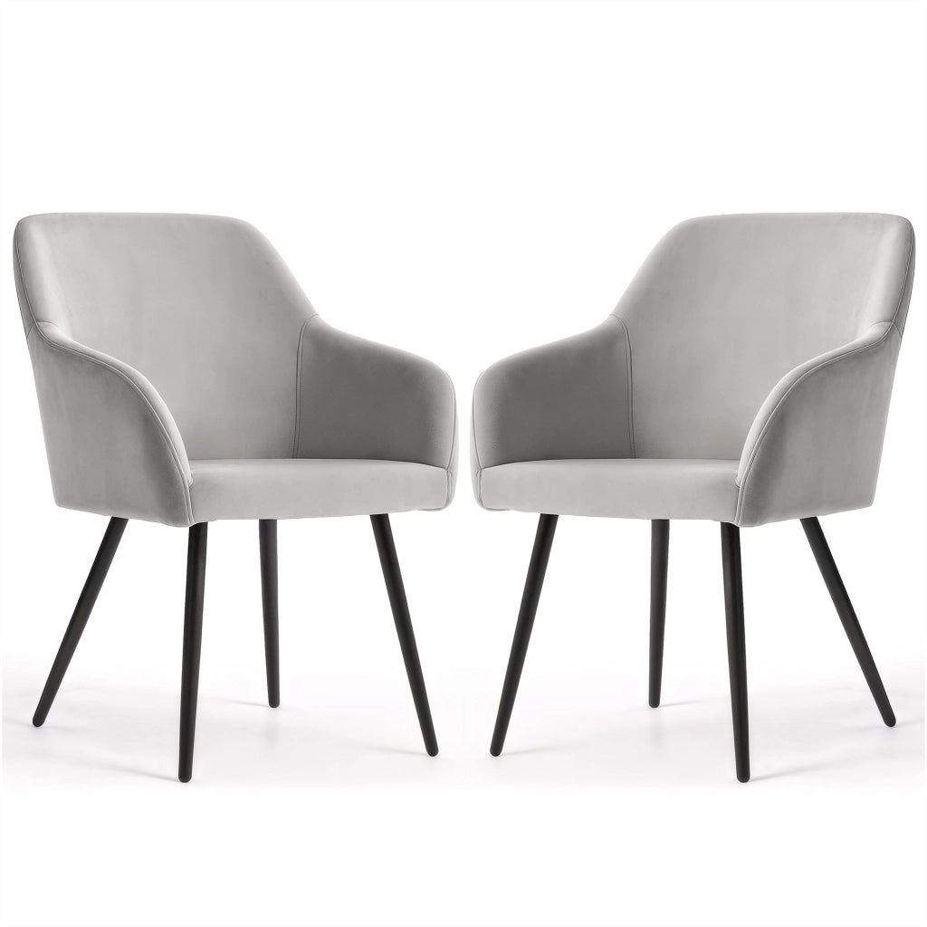 Set di 2 Sedie in velluto liscio ESTELLE Grigio gambe nere