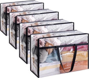 Set di 4 borse trasparenti da 60L - Opvouwbaar - PVC - Con maniglie - Per spostamenti - Borsa per la conservazione della biancheria