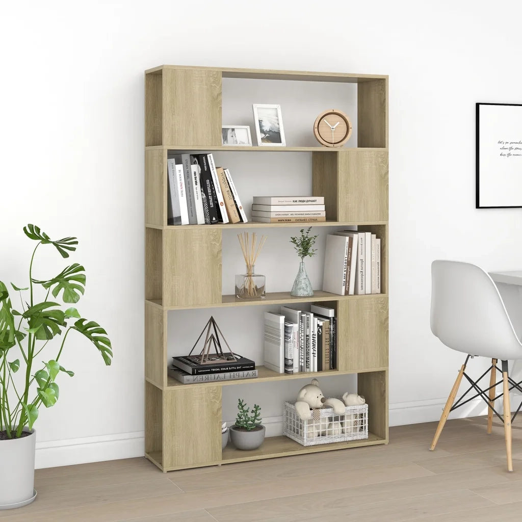 Libreria Divisorio-Scaffale per Libri-Mobile di Stoccaggio Rovere Sonoma 100x24x155 cm in Truciolato