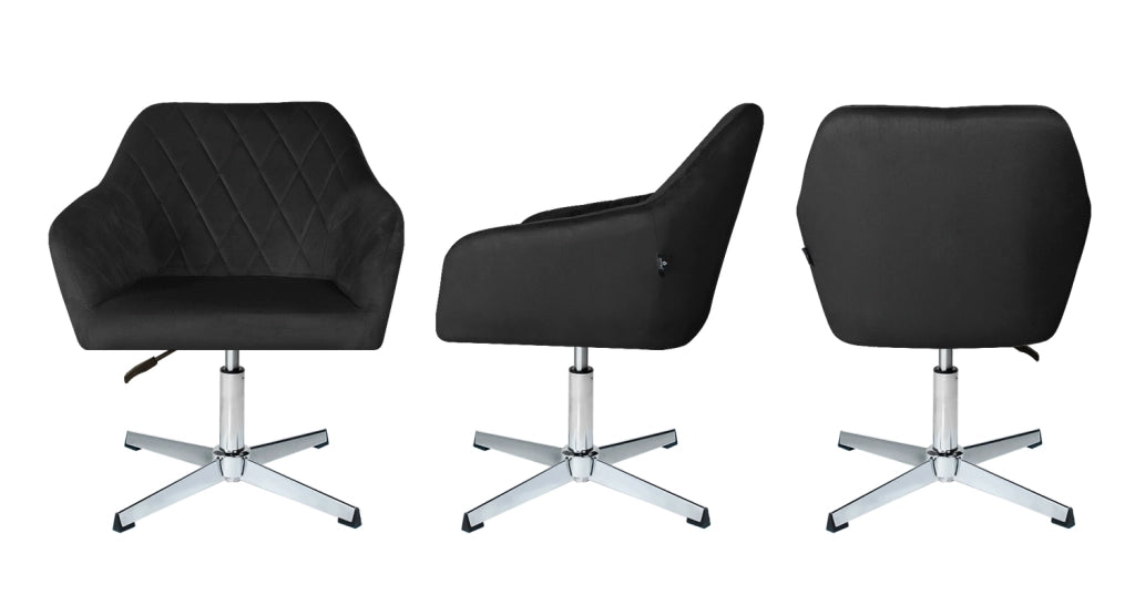 Poltrona ufficio regolabile in altezza in velluto nero - Louise - PL10LOPM